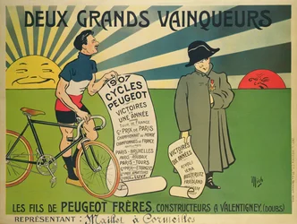 Plakat zur Werbung für Peugeot-Fahrräder